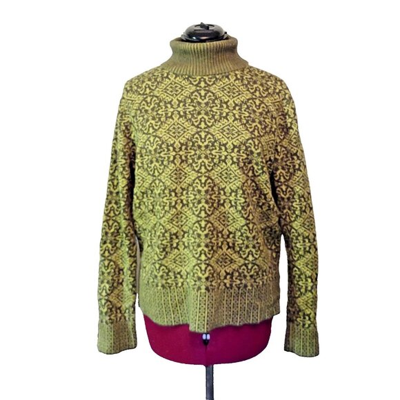 Talbots Women’s Turtleneck Sweater Size XL Wool Blend Medallion Print Pullover - Picture 1 of 6
